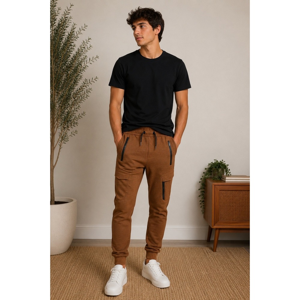 Pipeline Youth XL 18 Cargo Jogger Pants Brown Heathered Drawstring Tech Pockets